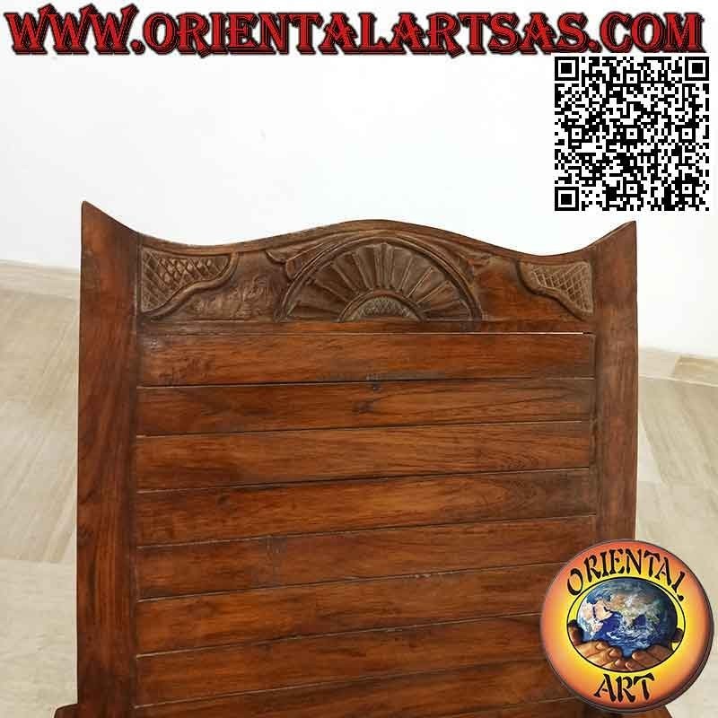 Sillón / chaise longue de estilo colonial antiguo en madera de teca (lamas unidas)
