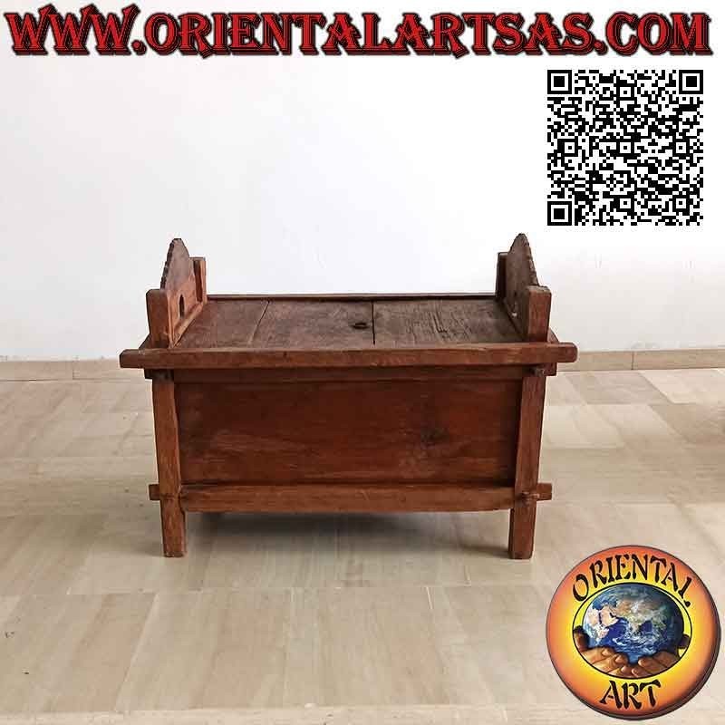Antike Bank - Truhe "Jodang" original glatt in antikem Teakholz (aufklappbar) 100 cm