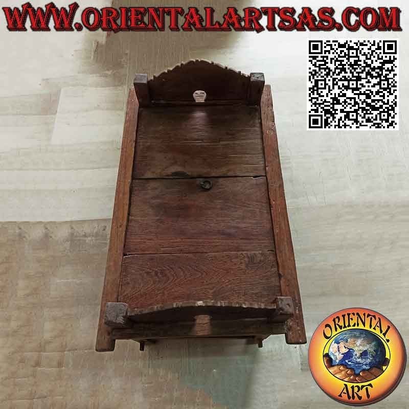 Banco antiguo - arcón "Jodang" original liso en madera de teca antigua (se puede abrir) 100 cm