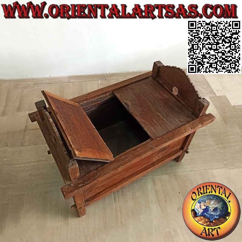 Banco antiguo - arcón "Jodang" original liso en madera de teca antigua (se puede abrir) 100 cm