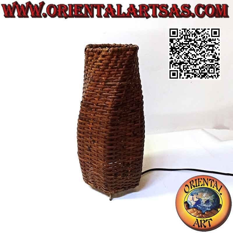 Lampada da tavolo etnica, "spirale conica" a base tonda in bambù intrecciato da 36 cm