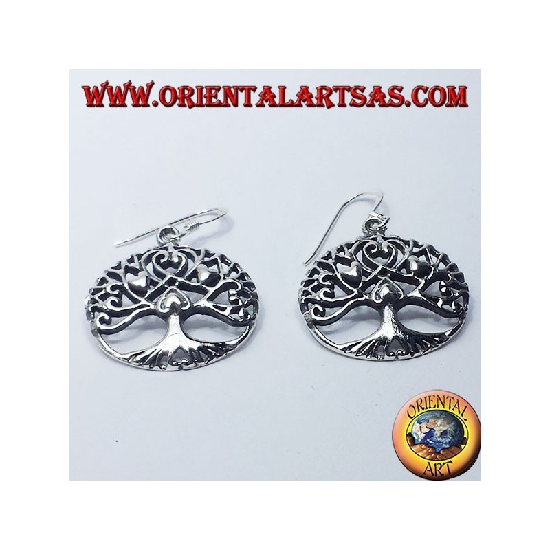 pendientes de plata, árbol de la vida con el corazón