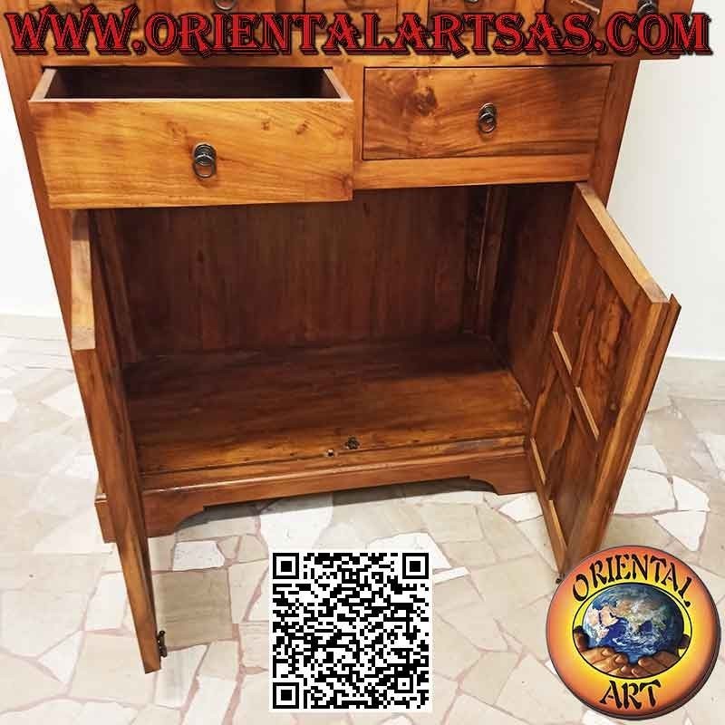 Armadio lineare a quadri con 4 ante e 7 cassetti (5+2) in legno di teak