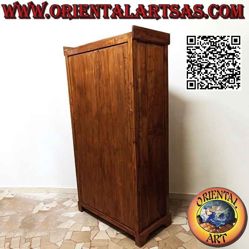 Armoire à carreaux linéaire avec 4 portes et 7 tiroirs (5 + 2) en bois de teck