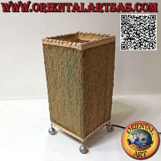 Ethnic table lamp, "linear parallelepiped" with a square base in sandalwood root of 28 cm