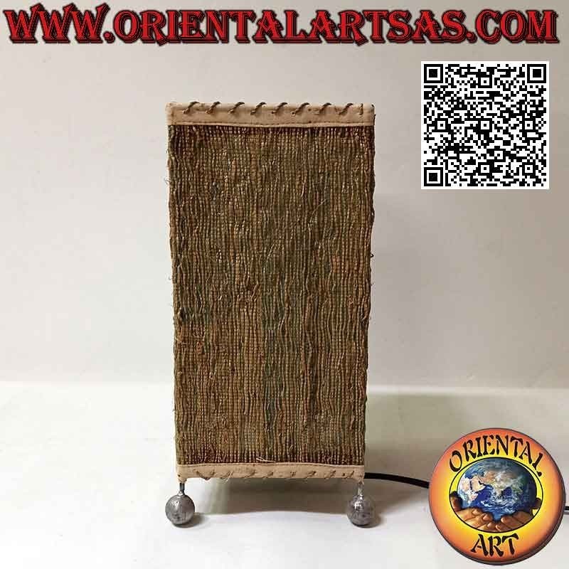 Ethnic table lamp, "linear parallelepiped" with a square base in sandalwood root of 28 cm