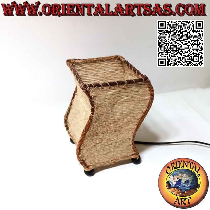 Lampe de table ethnique, "S-wave" avec une base carrée en racine de bois de santal de 21 cm