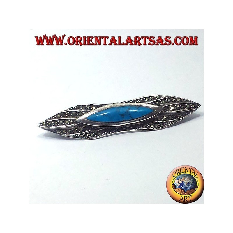 Spilla in argento con turchese e marcasite