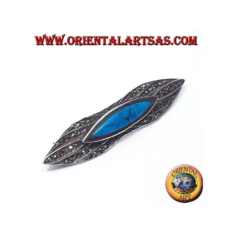 broche de plata con turquesa y marcasita
