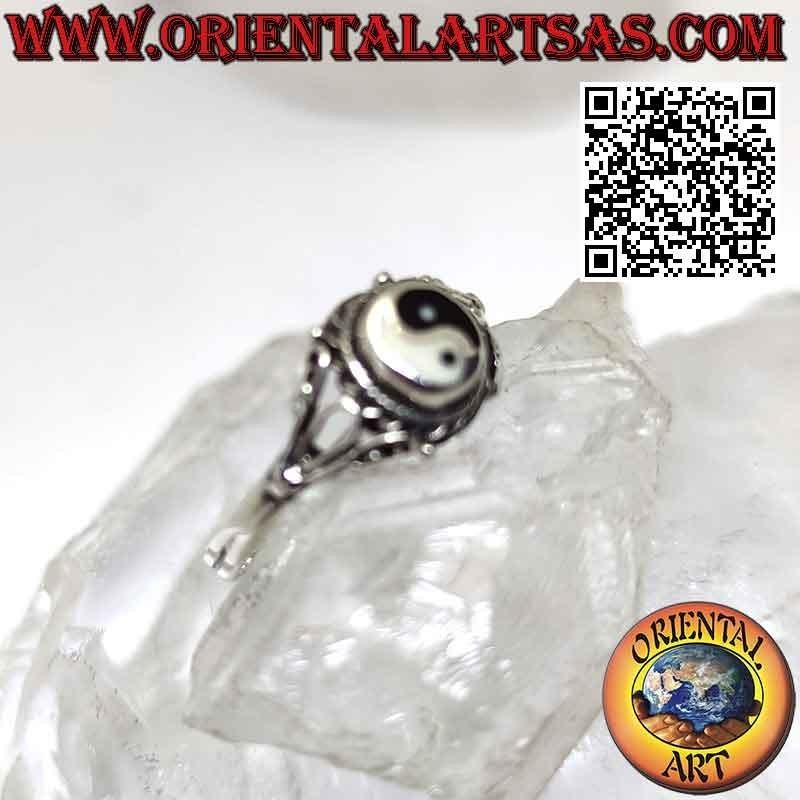 Oval yin yang Tao silver ring and decorations (Small)