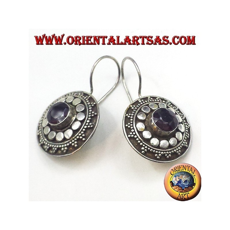 Silber Ohrringe mit Granat, Schild