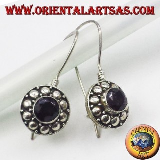orecchini in argento con granato tondo