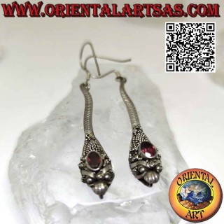 Pendientes Cobra Granate Oval Plata 925 Hechos a Mano - Oriental Art