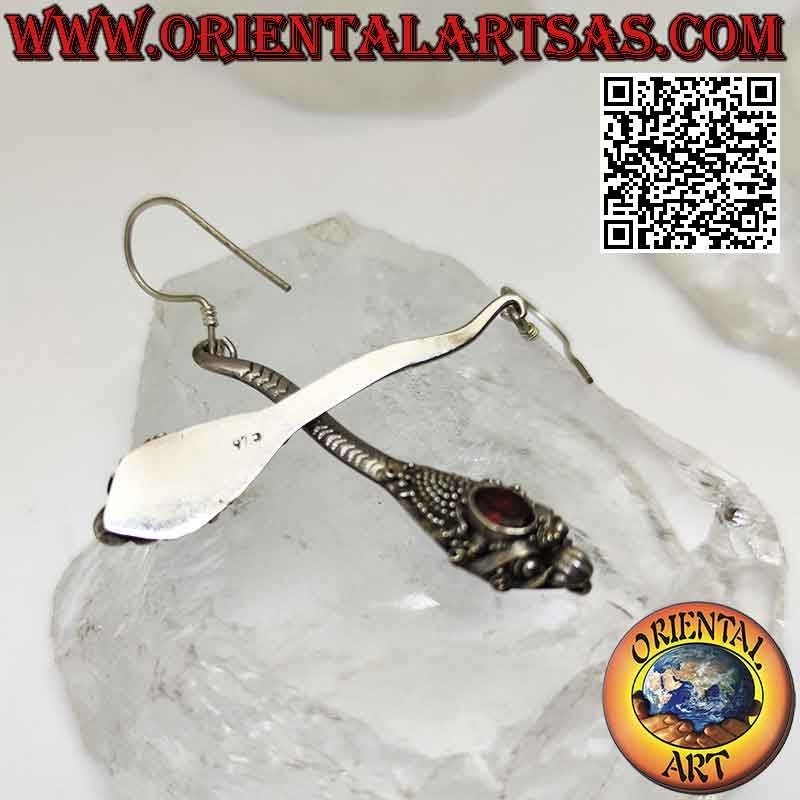 Orecchini Cobra con Granato Ovale Argento 925 Fatti a Mano | Oriental Art