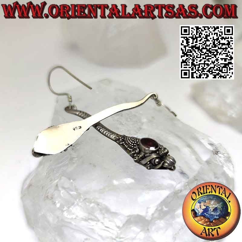 Orecchini Cobra con Granato Ovale Argento 925 Fatti a Mano | Oriental Art