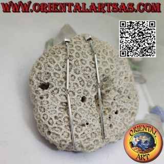 Pendientes de lóbulo de plata, trío creciente de tubos de sección redonda