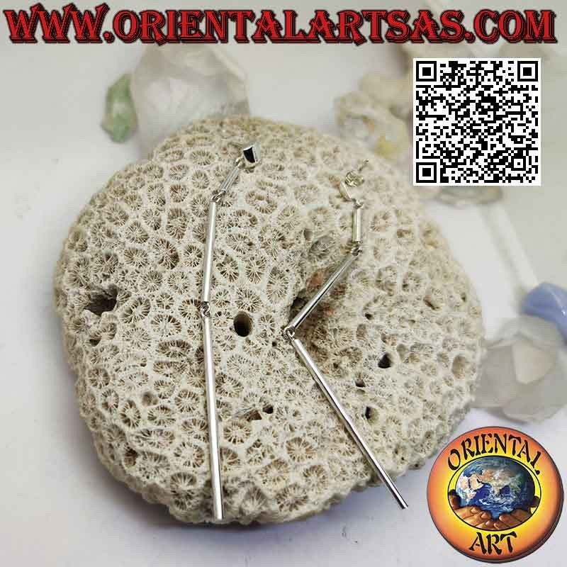 Boucles d'oreilles lobes en argent, trio croissant de tubes de section ronde