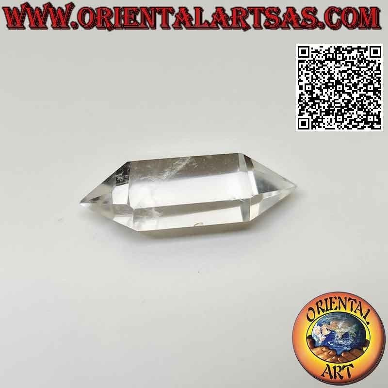Pointe de prisme hexagonal double en cristal de roche bi-terminé (quartz hyalin) (d)
