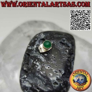 Mini orecchino in argento, pietra tonda cabochon a filo bordo liscio