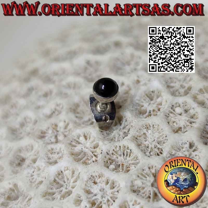 Mini-Ohrring aus Silber, runder Cabochon-Stein mit glatter Kante