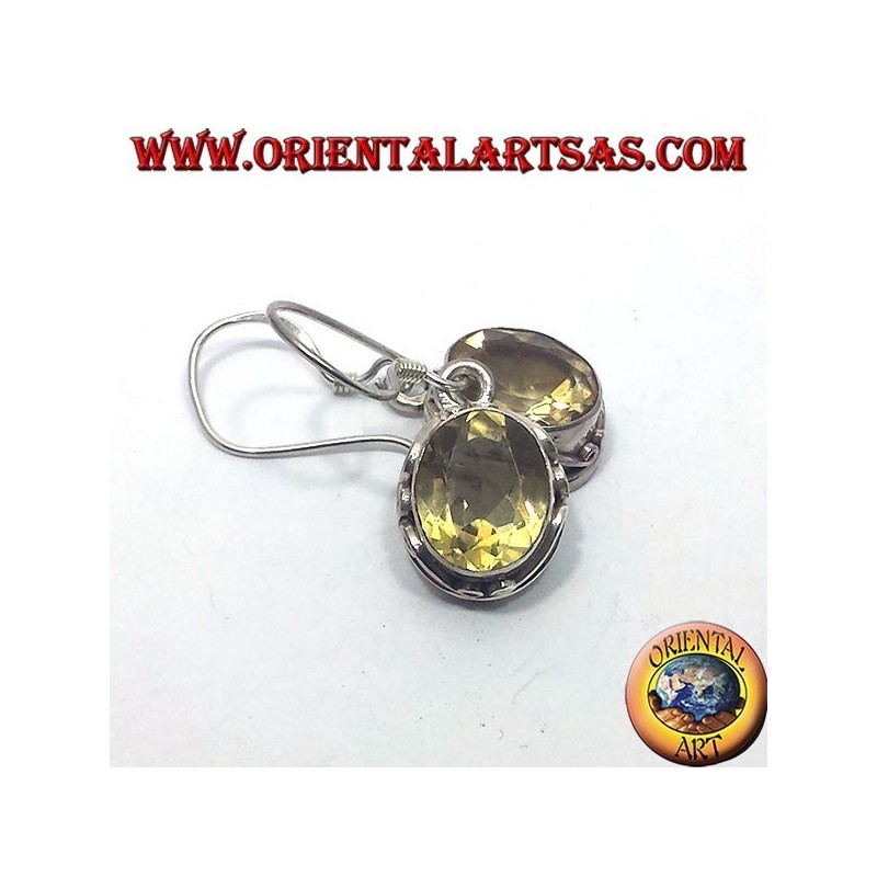 Boucles d'oreilles argent avec ovale à facettes Topaz Népal