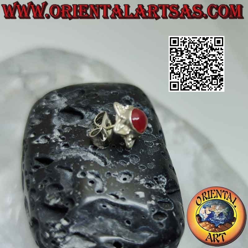 Mini orecchino in argento, pietra tonda cabochon su stella