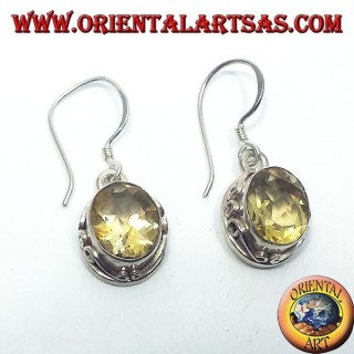 Boucles d'oreilles argent avec ovale à facettes Topaz Népal