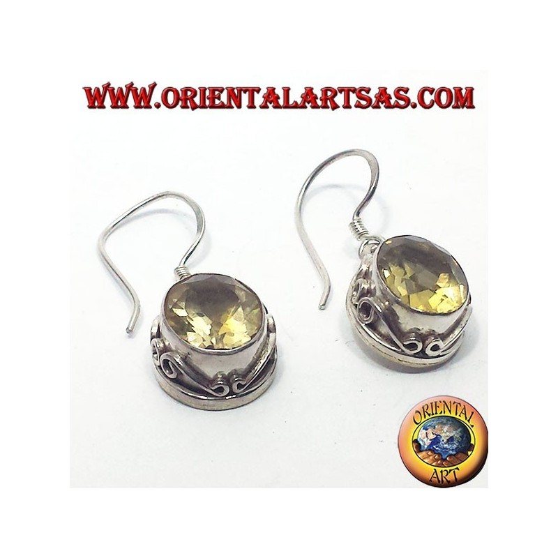 Boucles d'oreilles argent avec ovale à facettes Topaz Népal