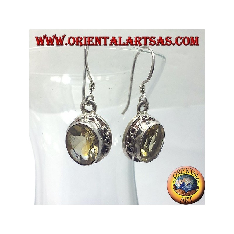 Orecchini in argento  con Topazio ovale sfaccettata Nepal