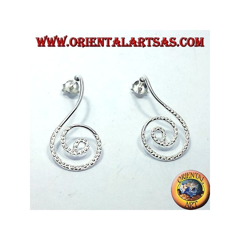 silver earrings, spiral