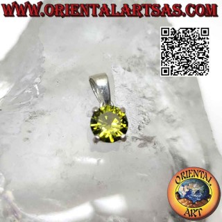 Silver pendant with light point of round citrine zircon set