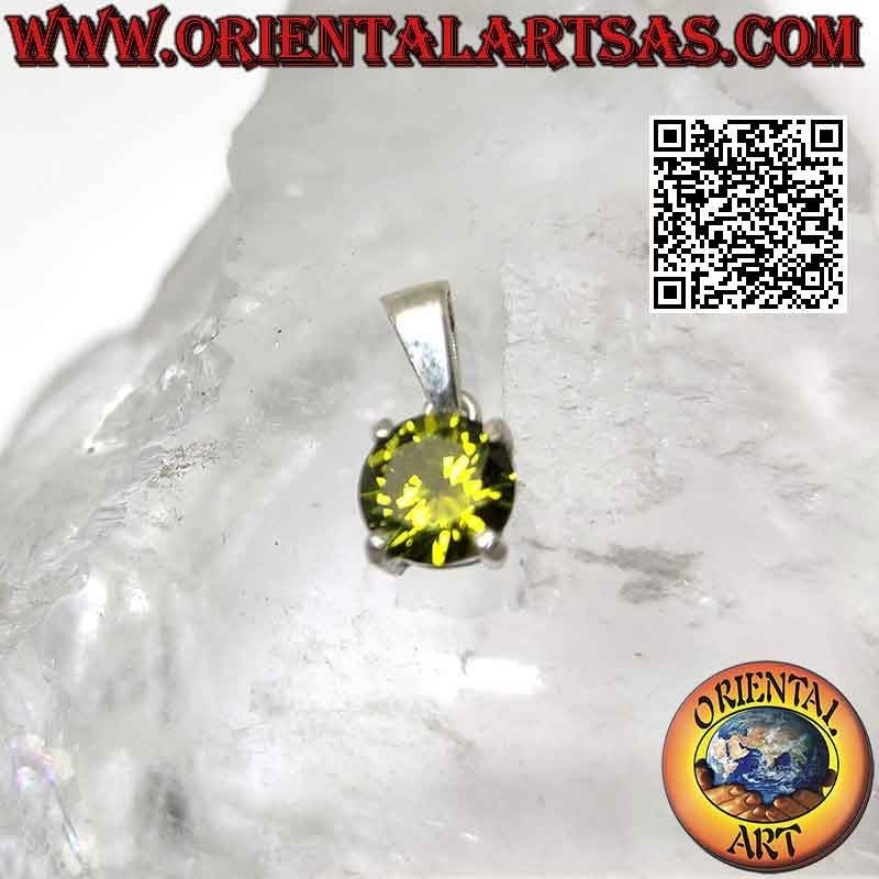 Silver pendant with light point of round citrine zircon set