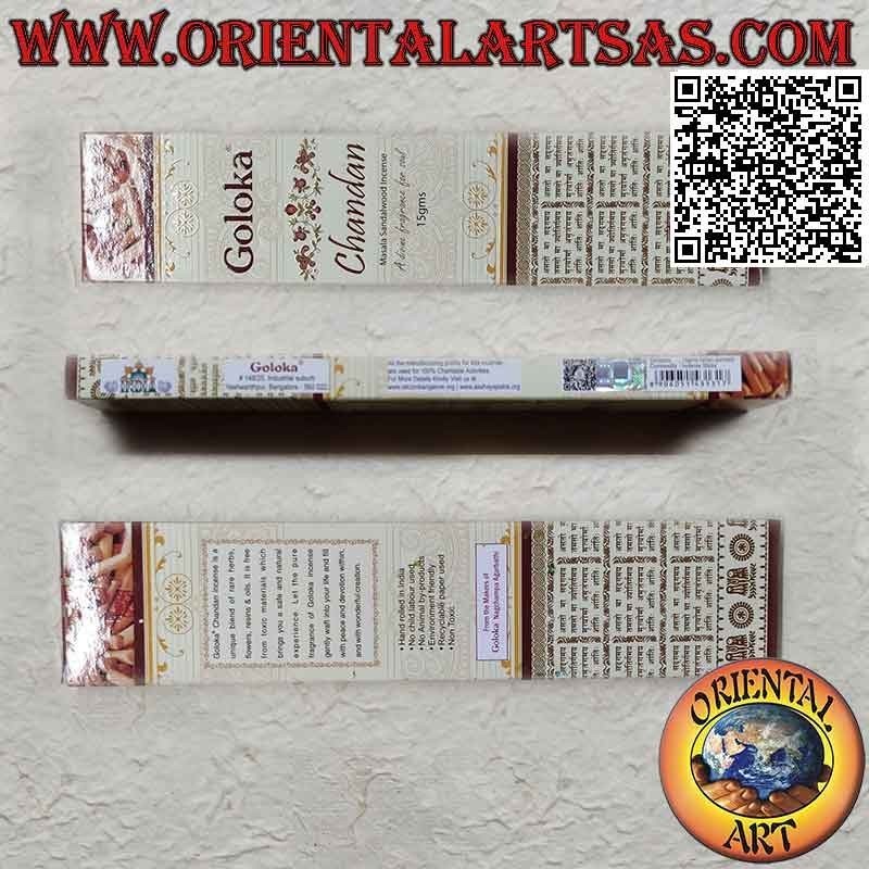 Incienso en barra "Goloka", varias fragancias (enrollado a mano en una barra de sándalo) (15 gramos)
