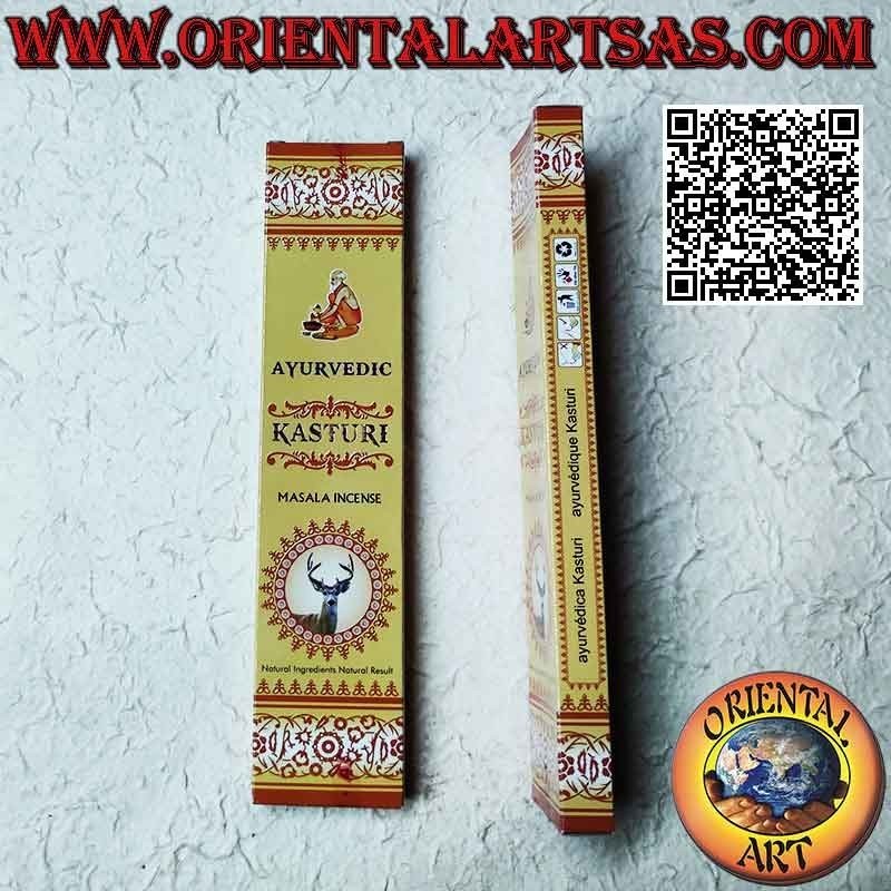 Incenso "Ayurvedic" a stick, Kasturi (arrotolati a mano su un bastoncino di sandalo) (15 grammi)