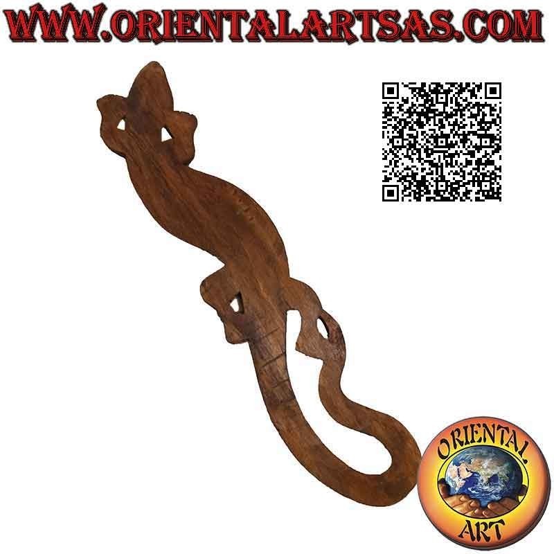 Geco decorativo da parete con disegno tribale sul dorso, in legno di balsa, 100 x 20 cm