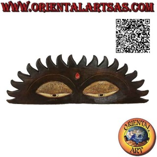 Dekorative Wandsonne mit drittem Auge (Boudhanath-Stupa-Augen) aus 100 cm starkem Balsaholz