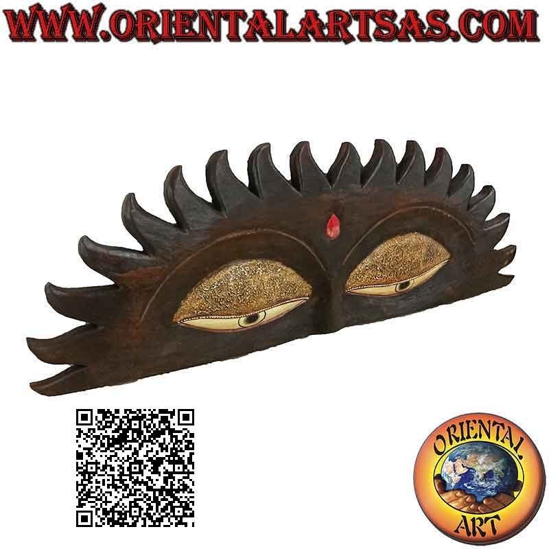 Sole decorativo da muro con terzo occhio (occhi dello stupa Boudhanath) in legno di balsa da 100 cm