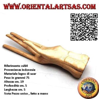 Scultura espositore per gioielli "mano in piedi" in legno da 19 cm