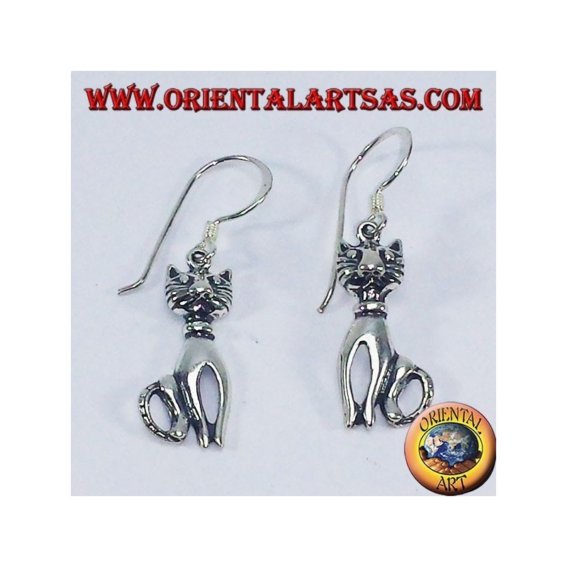 pendientes de plata, gato