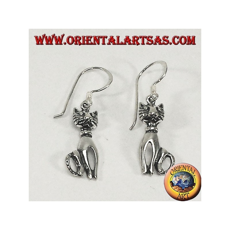 silver earrings, Cat