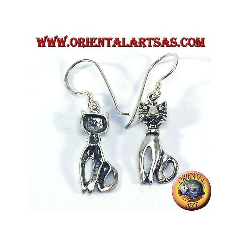 pendientes de plata, gato