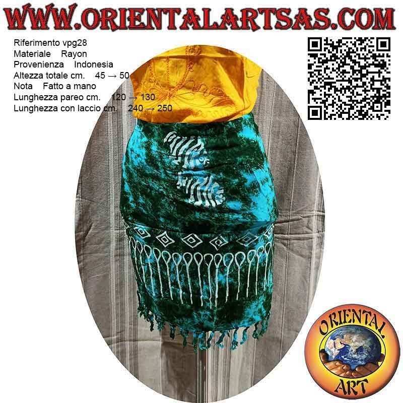 Pareo miniskirt cover-up with fish (fringes), type 2