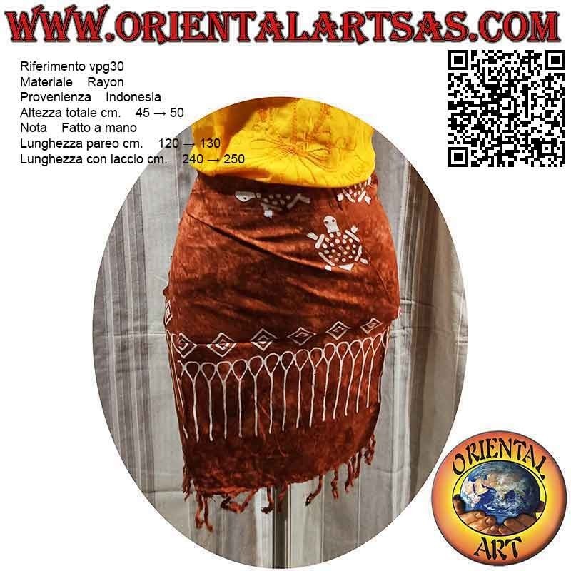 Minifalda pareo con estampado de tortugas (flecos), tipo 1