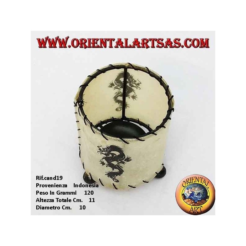 Leather dragonfly holder with cylindrical dragon
