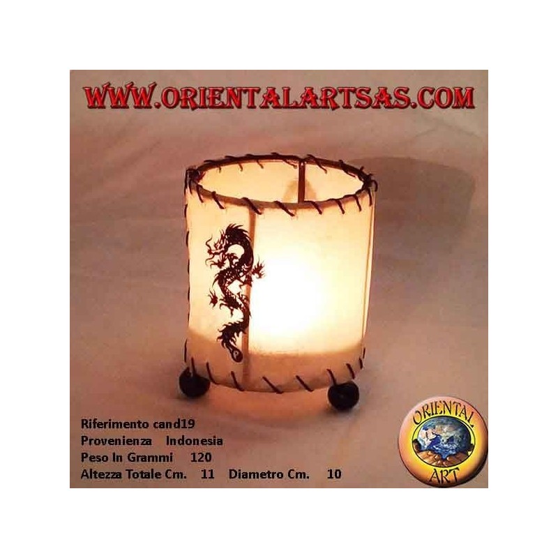 chandelier en cuir, cylindrique avec Dragon étiré