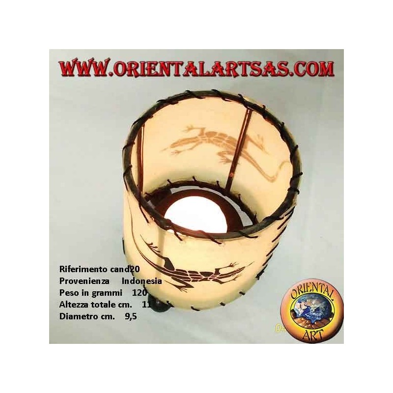 Kerzenständer zylindrische Haut mit Gecko gezeichnet