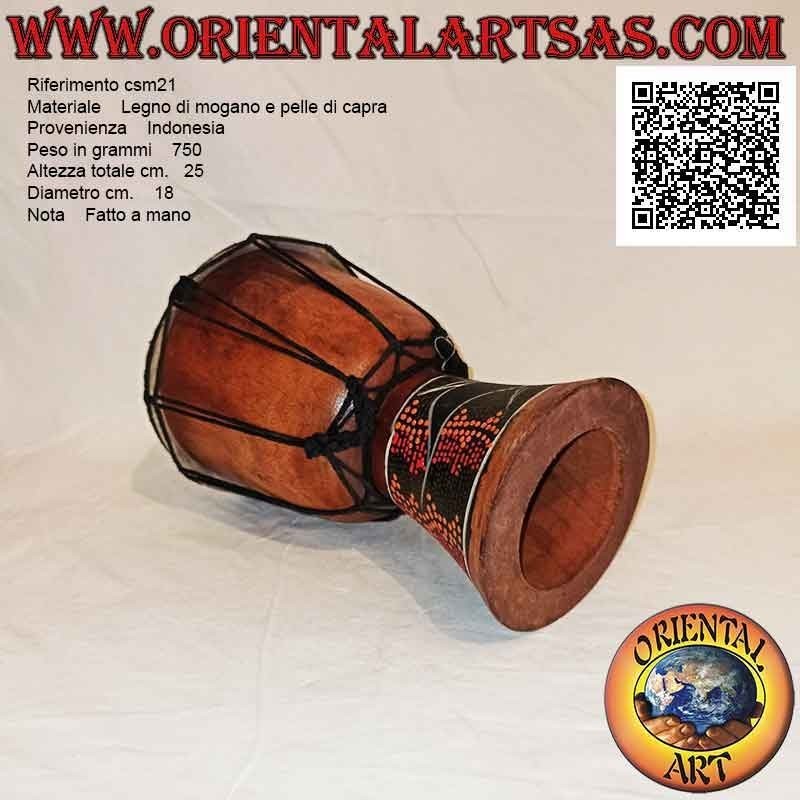 Bongo Djembé "Mosaik Alligator Dekoration" 25 cm, helle Farbe, in Mahagoniholz ​​und Ziegenleder