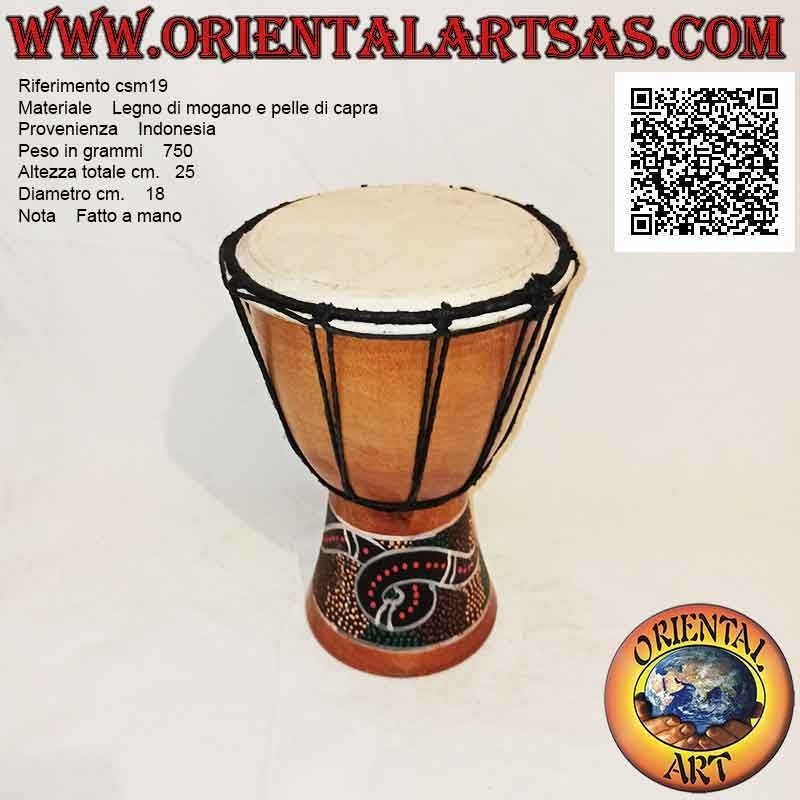 Bongo Djembé "Mosaik Schlangendekoration" 25 cm, helle Farbe, aus Mahagoniholz ​​und Ziegenleder