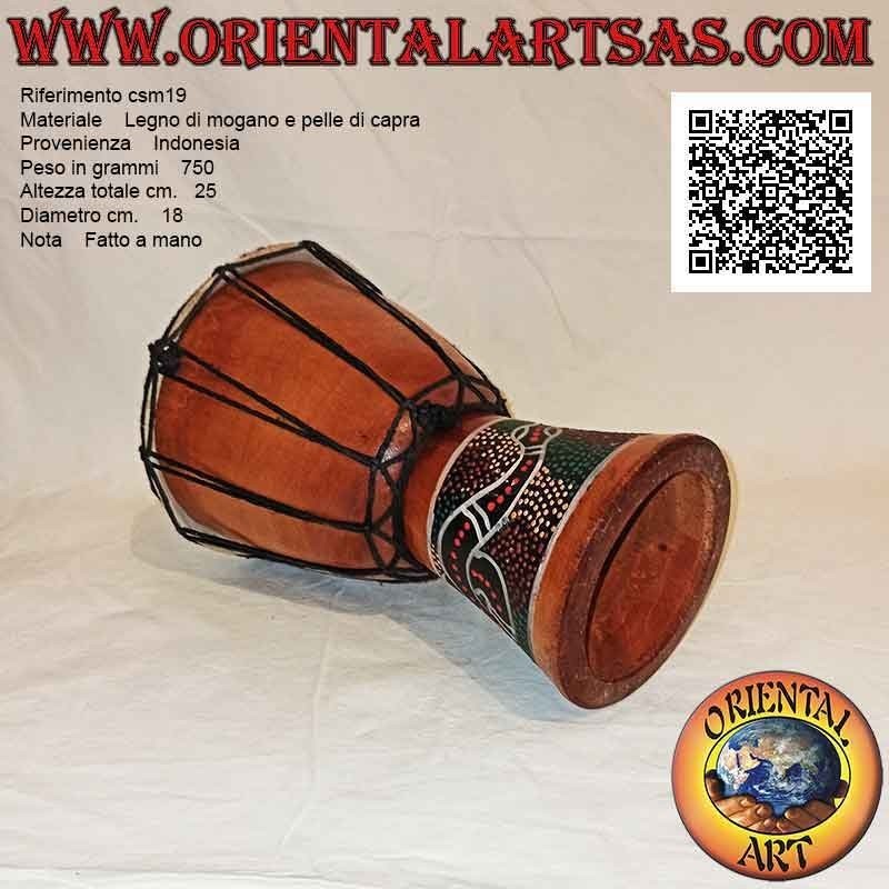 Bongo Djembé "Mosaik Schlangendekoration" 25 cm, helle Farbe, aus Mahagoniholz ​​und Ziegenleder