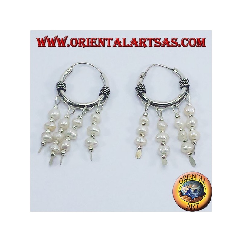 pendientes de aro de plata con perlas de agua dulce